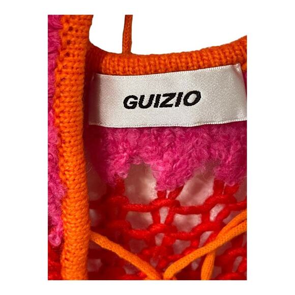 Guizio Mini Dress Open Back Knit Crochet Rouge Party Cocktail Summer Spring Sz M - Picture 13 of 13